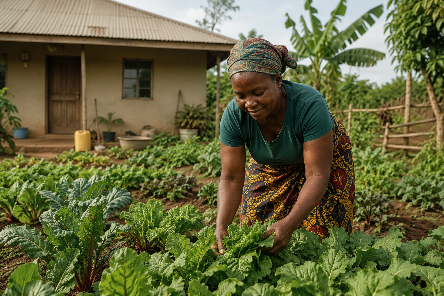 Smallholder farmer working on a homestead farm