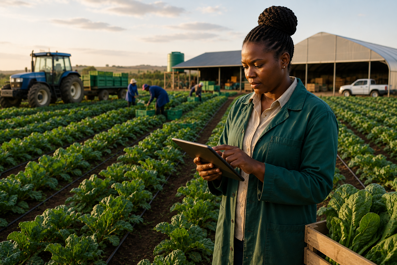 Emerging farmer overseeing a growing commercial farm business